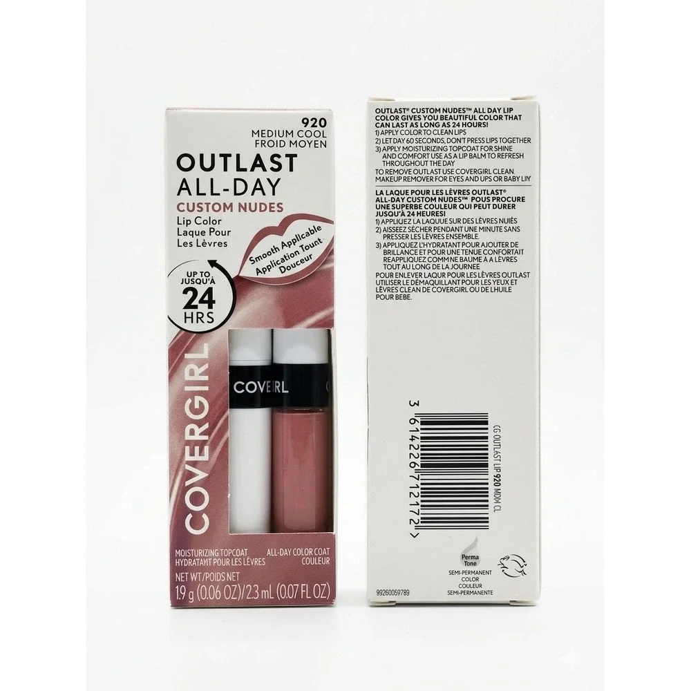 Covergirl Outlast All Day Custom Nudes‎ 920 Medium Cool Lip Duo Discontinued NIB